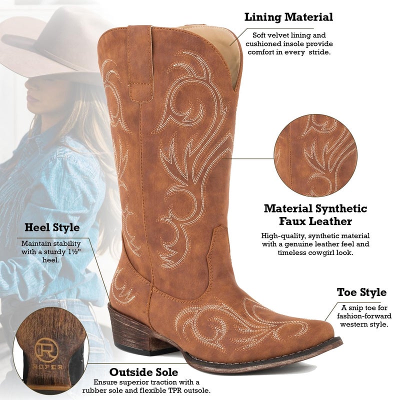 Roper Womens Riley Boot, Tan, 7.5 - Image 2